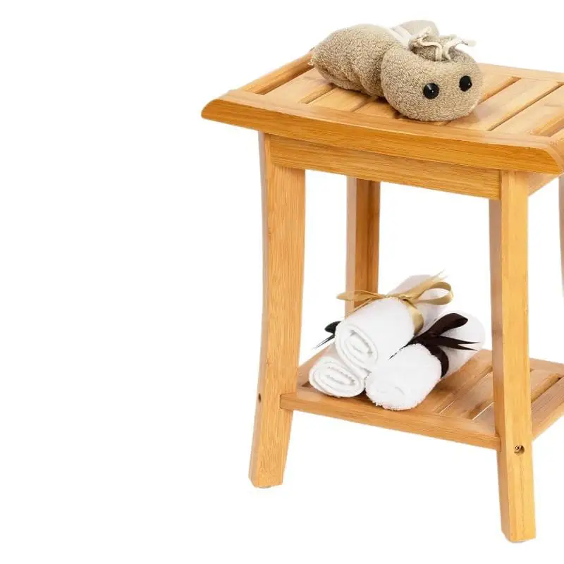 Sgabello da bagno in bambù addensato vasca da bagno a due strati e altri scaffali da bagno multifunzione