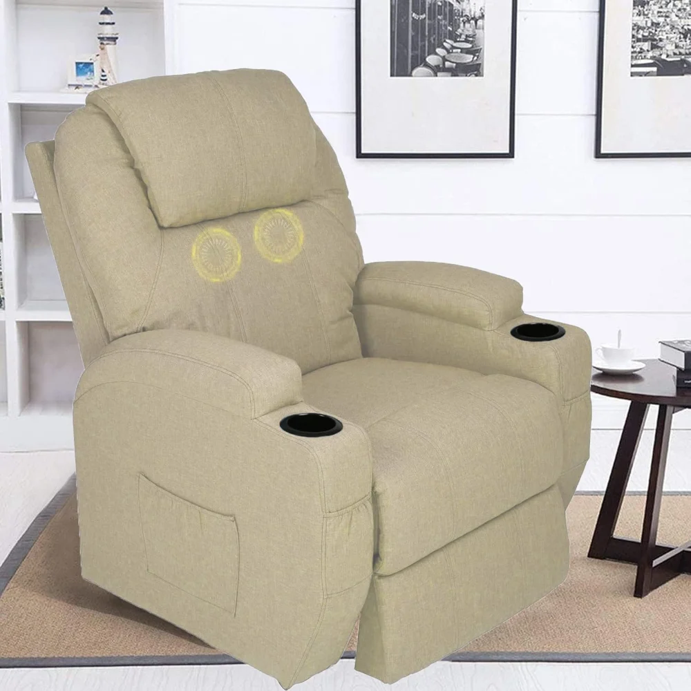 

Power Lift Recliner Chair with Massage and Heat for Elderly, Oversized Recliner Single Chair with 2 Cup Holders
