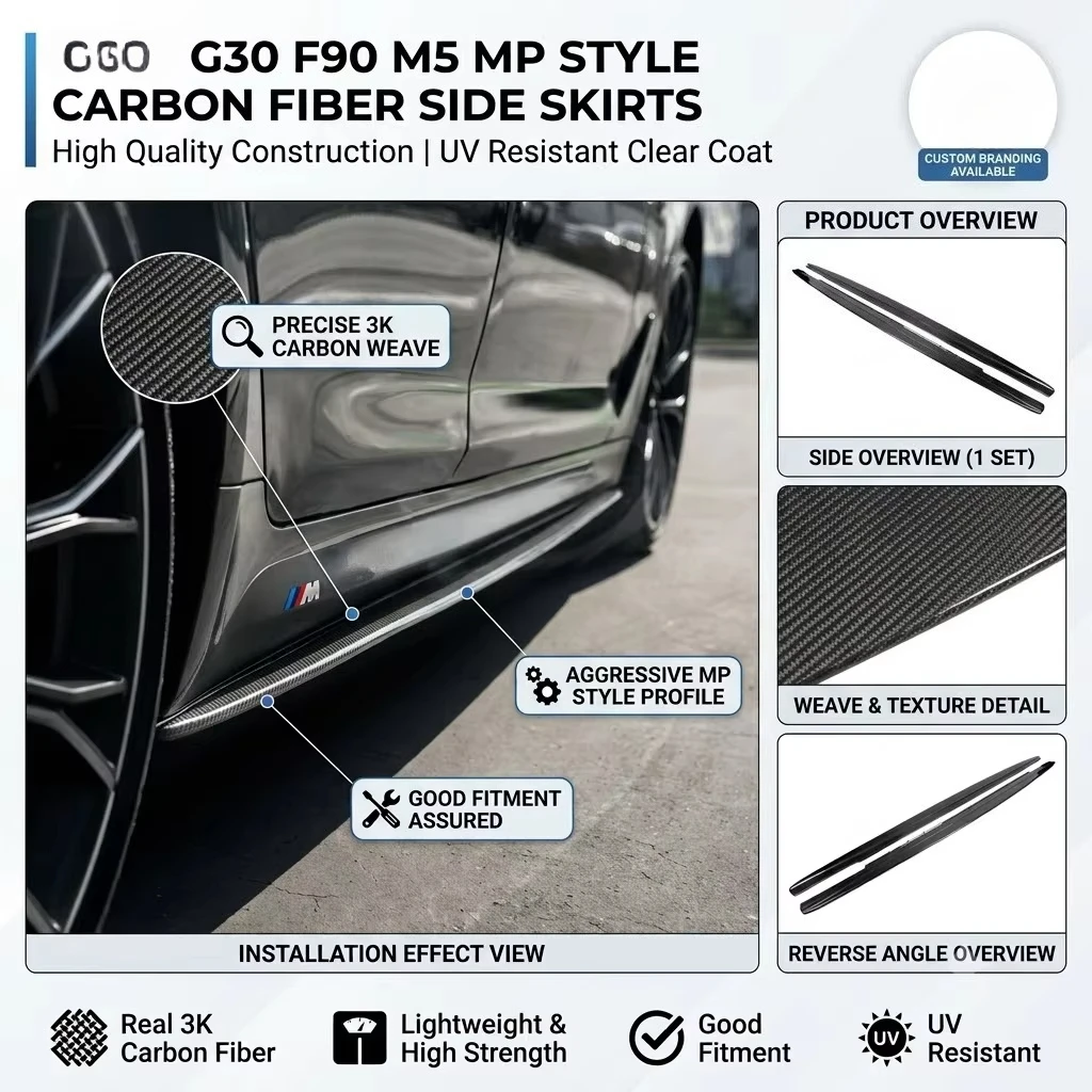MP Style Carbon Fiber Universal Side Skirts Hot Sale Exterior Accessories for F90 M5 G30 2017 up