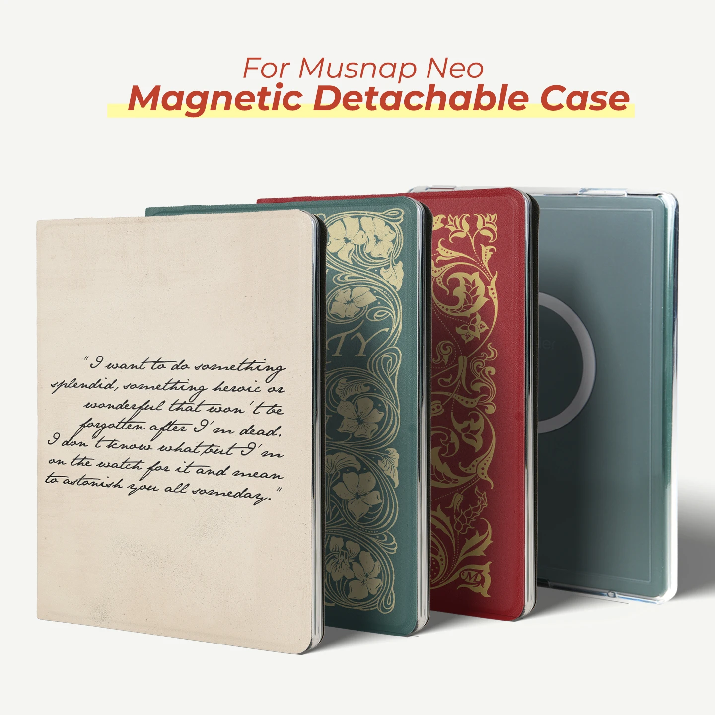 Twosheep Magnetic Detachable Case for Musnap Neo iReader Neo3 6 Inch Eco Friendly Material Auto Sleep Wake Vintage Book Cover