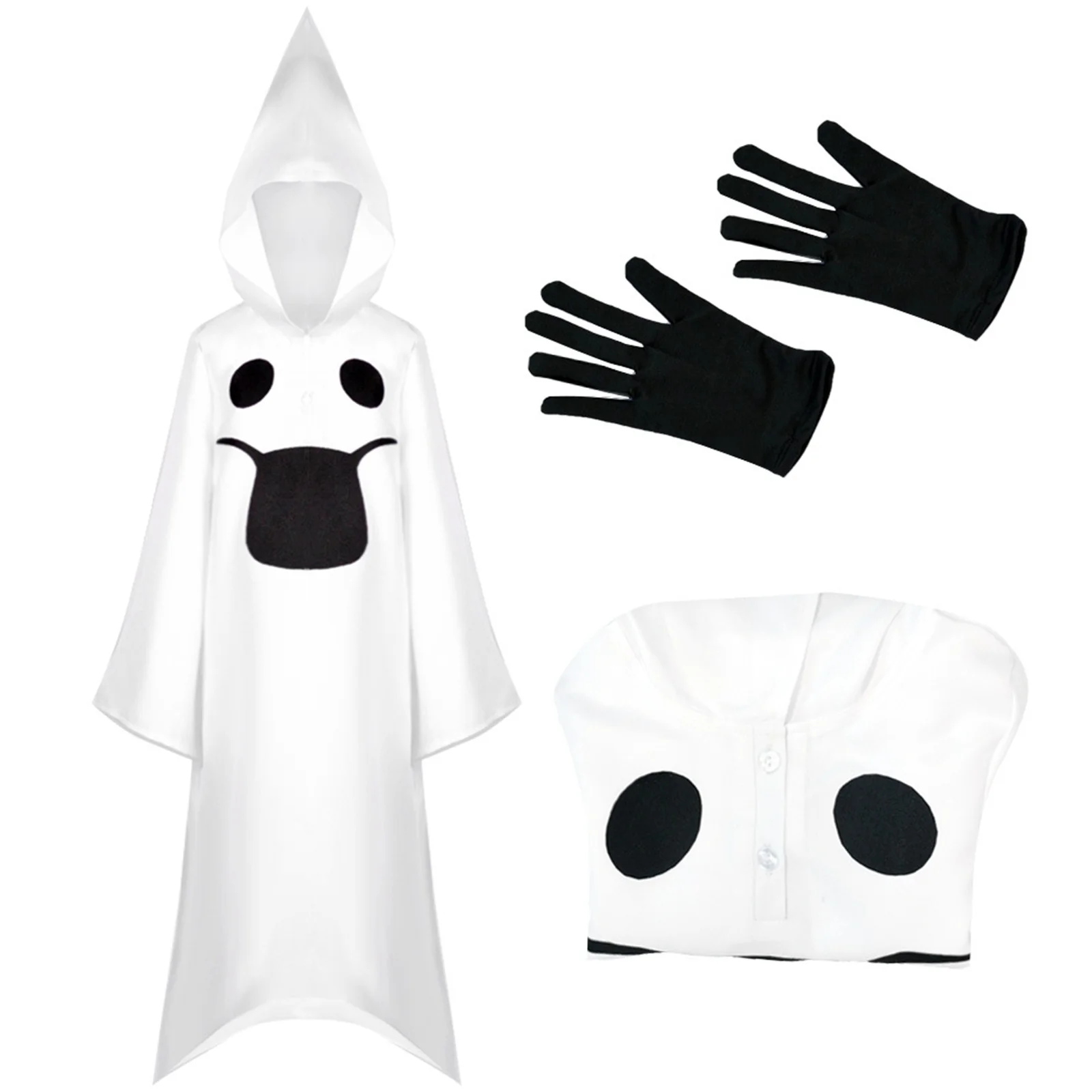 Halloween White Ghost Costume spaventoso per bambino adulto bambino Ghost Face mantello Cape Cosplay Stage Performance Party Robe Outfit