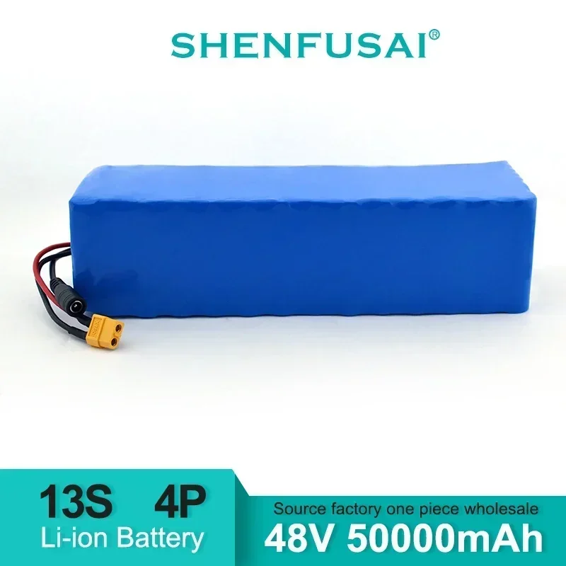 13S4P 2024 for bicycle tricycle  lithium battery, 48V, 54.6V 50AH, 18650500W, 50000mAh original high-power battery + charger