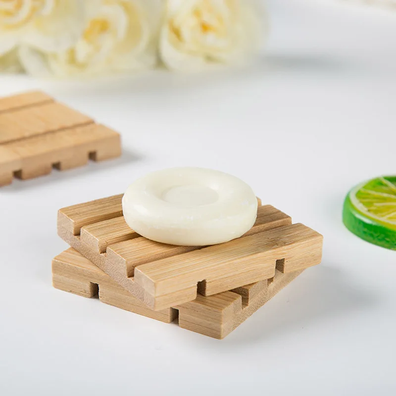 Creative bamboo soap box Simple wooden  soap dish Essential oil soap rack Drain soap holder