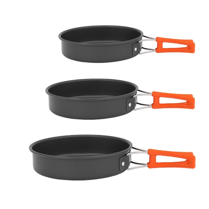 Frying Pan Non-stick Skillets Cookware Outdoor Cooking Pan with Storage X5QF