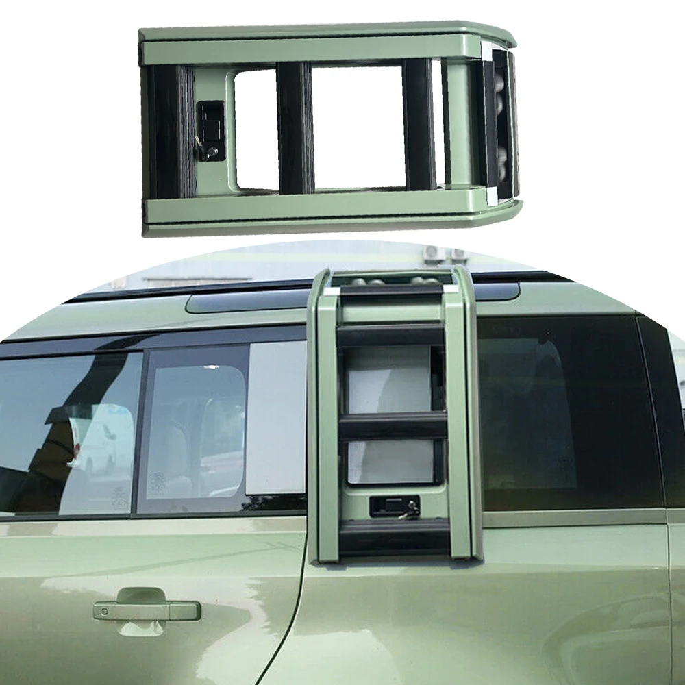 

Grasmere Green Fits for Land Rover Defender 130 110 90 2020-2024 Foldable Liftable Ladder Protective Frame