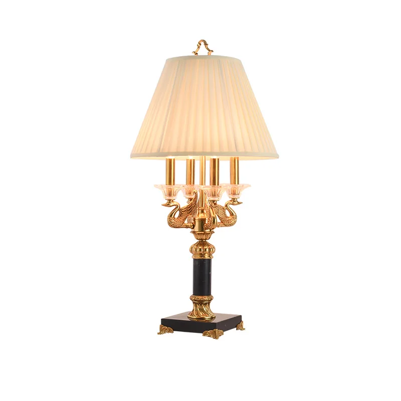 

DINGFAN French Style Bedroom Living Room Interior Luxury Decoration Jade Base Brass Led Table Lamp