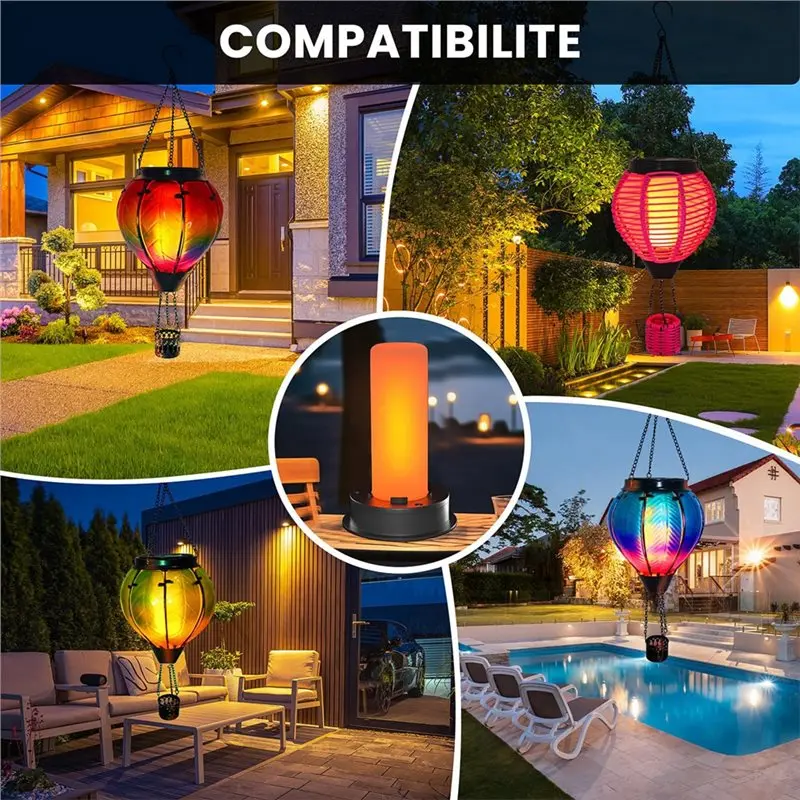 THIVN-2 Pack LED Solar Light Replacement Tops For Hot Air Balloon Lanterns(Fits 2.87 To 3.35 Inch Openings)