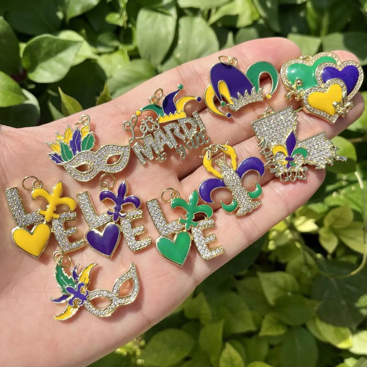 

10 шт./лот, подвеска Pave America Louisiana Carnival Mardi Gras для изготовления браслетов
