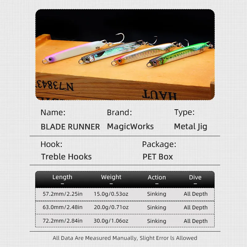 Plantilla de trabajos mágicos, 15g, 20g, 30g, plantillas para suministros de pesca, nuevo señuelo de Metal, lubina, señuelos de Jigging artificiales, cebos de perca de agua salada