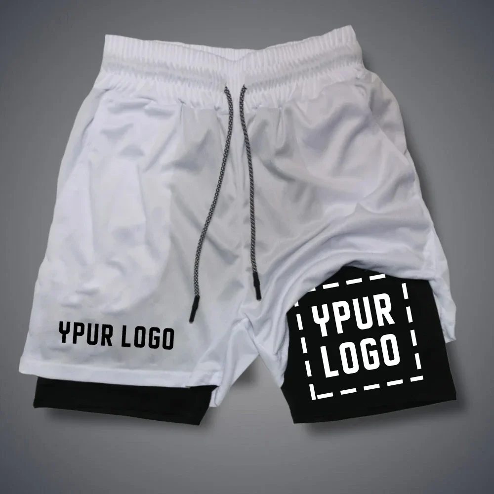 Pantalones cortos de compresión personalizados para hombre, pantalones deportivos para gimnasio, ropa deportiva con tu logotipo, pantalones cortos deportivos de secado rápido de doble capa personalizados