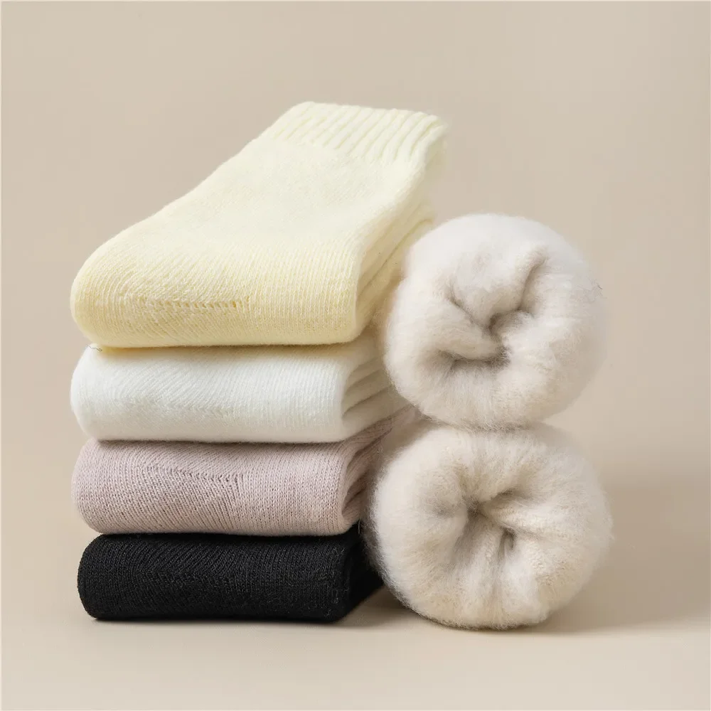 1PR Snow Autumn Winter Mid-Calf Length Fleece-Lined Thickened Fleece Long Maternity Floor Extra Thick Long Socks Warm Socks