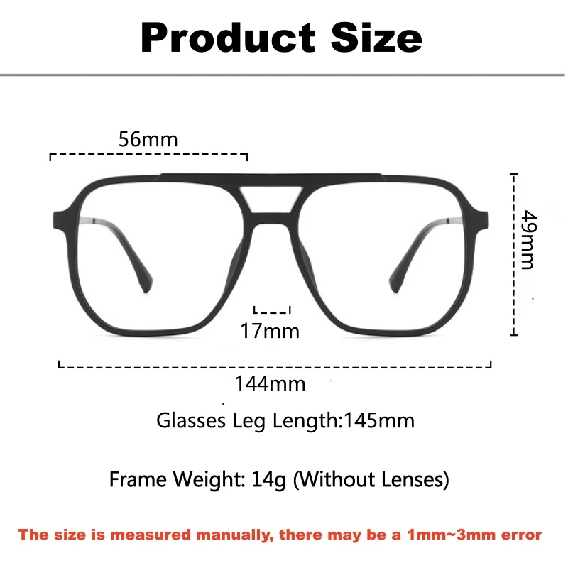 KJDCHD Men's Fashion Pilot Optical Prescription Glasses Myopia Hyperopia Progressive Multifocal Retro Formula Eyeglasses