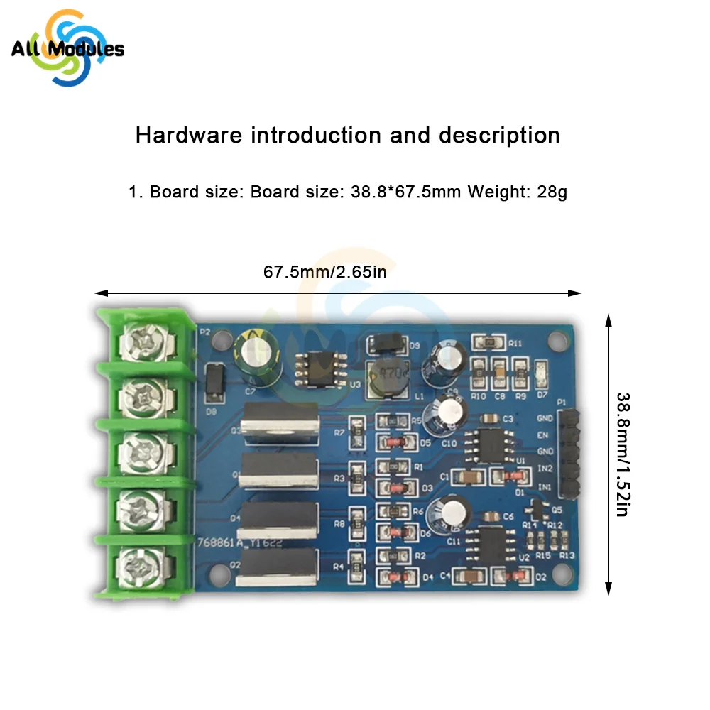 170W High-power H-bridge Motor Drive Module Nmos With Emergency Brake Forward And Reverse 5-30V Motor Module