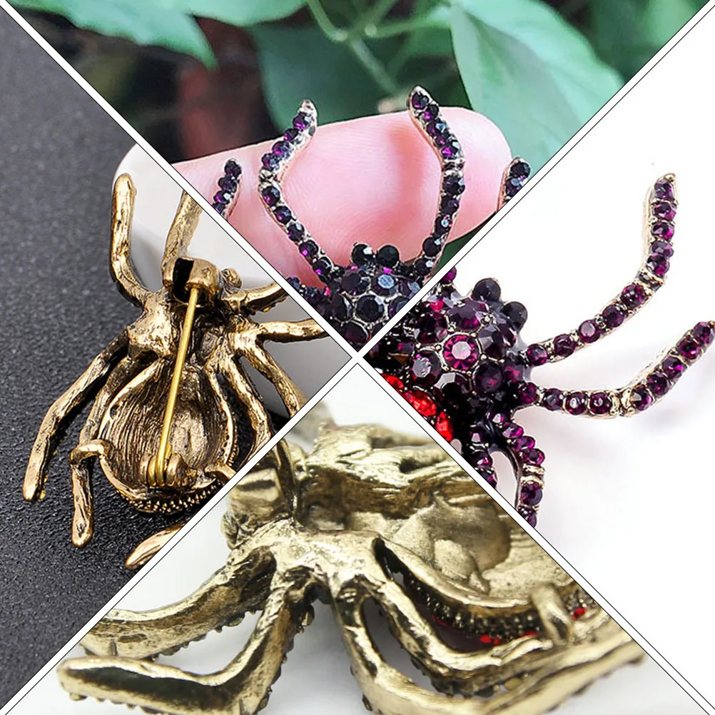 

Rhinestone Crystal Spider Alloy Pin Gifts Spider Breastpin Accessories Decor Breastpin Women Alloy Brooch Elegant Retro