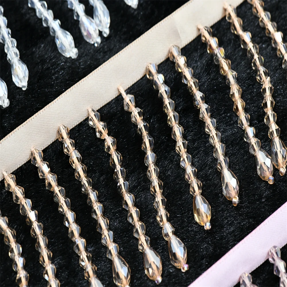 5.5cm crystal beads curtain tassels Tassel Fringe trimming for dress costumes crafts 1 yard