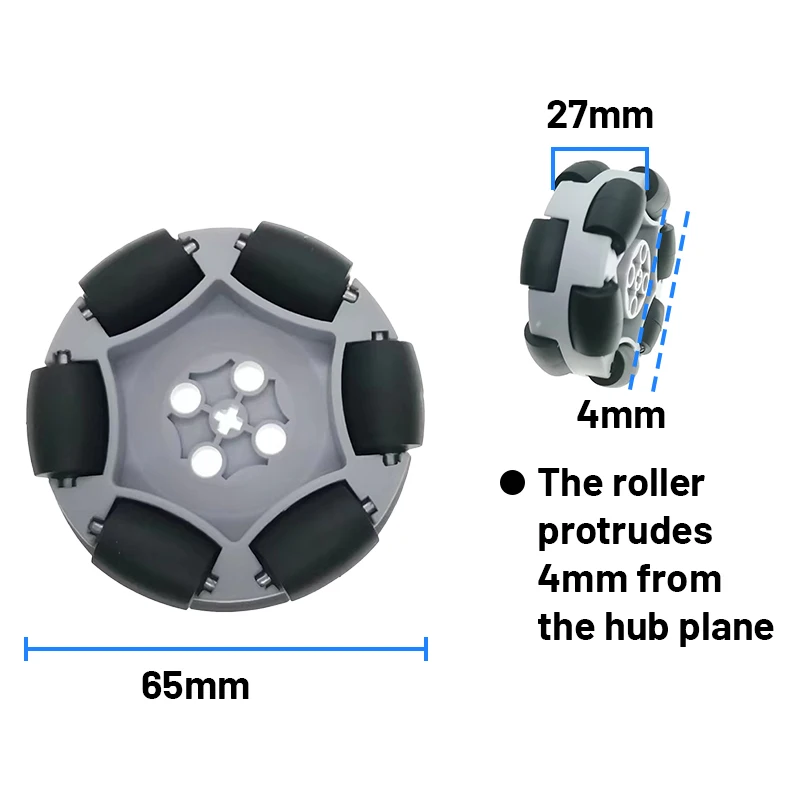 Samochód robotyczny z kołami Mecanum, pełny zestaw kół, uniwersalny mechanizm ruchu bocznego, koło Fulai, silnik TT kompatybilny z LEGO 65mm — zdjęcie produktu 6