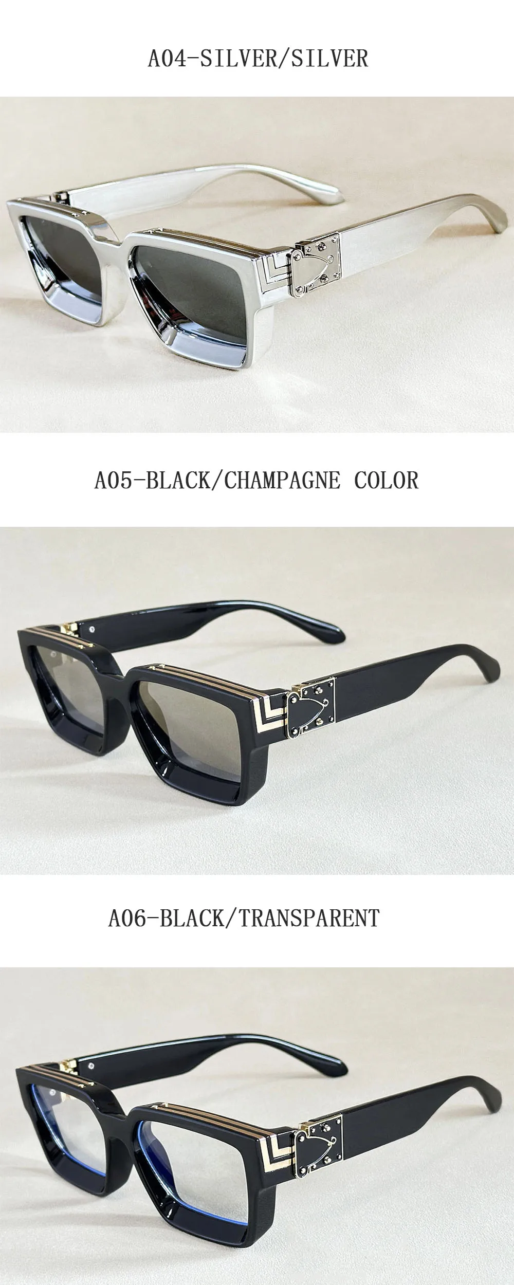 Quadratische Sonnenbrille für Herren, Retro-Millionär-Sonnenbrille für Damen, 2025, trendige Vintage-Urlaubsmode, Brille, Gafas De Sol Hombre Lunette – Detail 28
