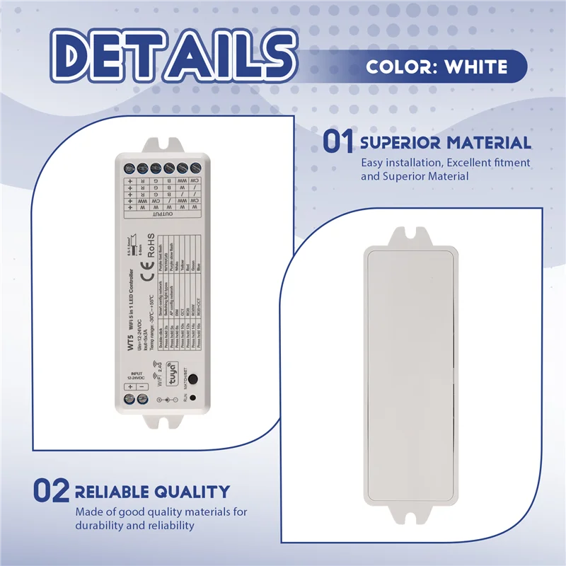ABNG Tuya LED تحكم 5 في 1 باهتة CCT RGB RGBW RGBWW RGBCCT قطاع الحياة الذكية واي فاي 2.4G RF تحكم عن بعد 12-24 فولت WT5