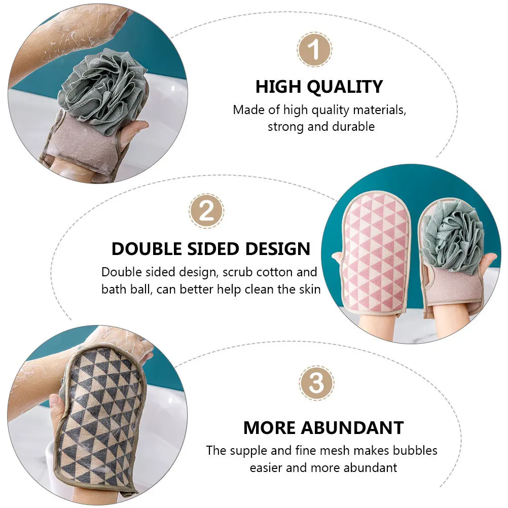 3 قطعة قفازات حمام على الوجهين التقشير دش قفازات تنظيف الجسم فرك قفازات حمام لوازم الجسم دش قفازات
