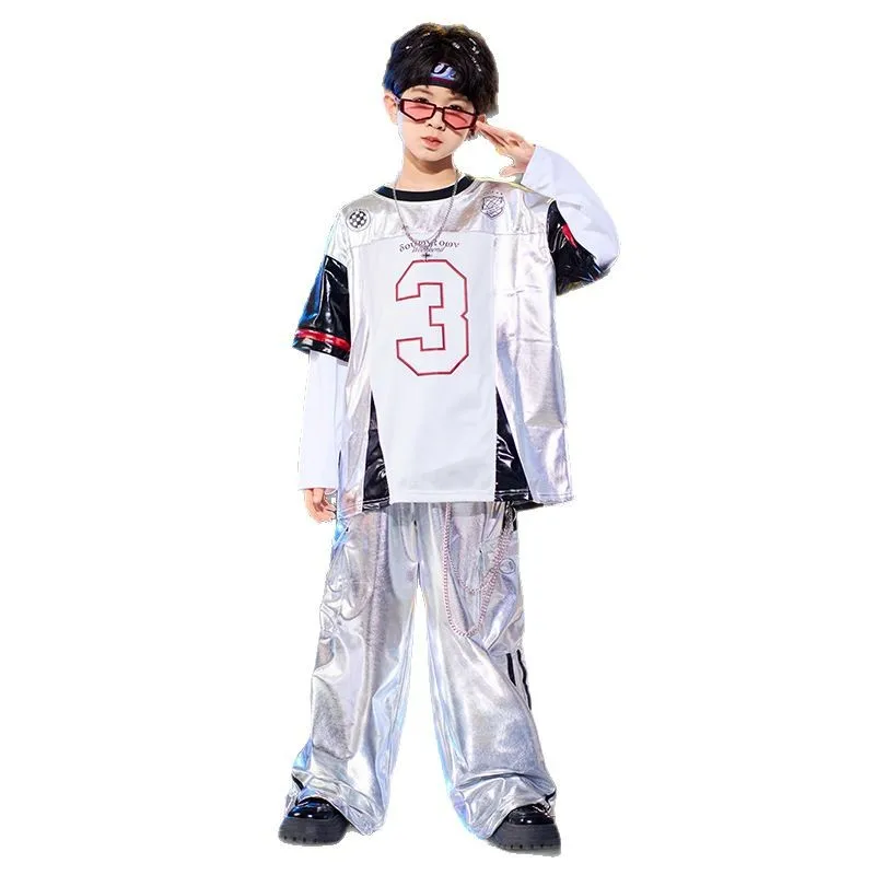 

Children Clothing Jazz Modern Dance Costumes For Girls Loose T-Shirt Denim Shorts Suit Boys Hip Hop Dance Rave Clothes