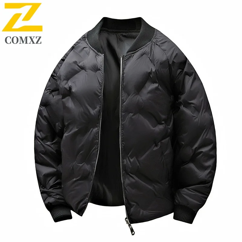 COMXZ 2025 Autumn Winter Baseball Collar Cotton Jacket Unisex Thick Warm Casual Fashion Coat Outdoor lightweight windbreaker