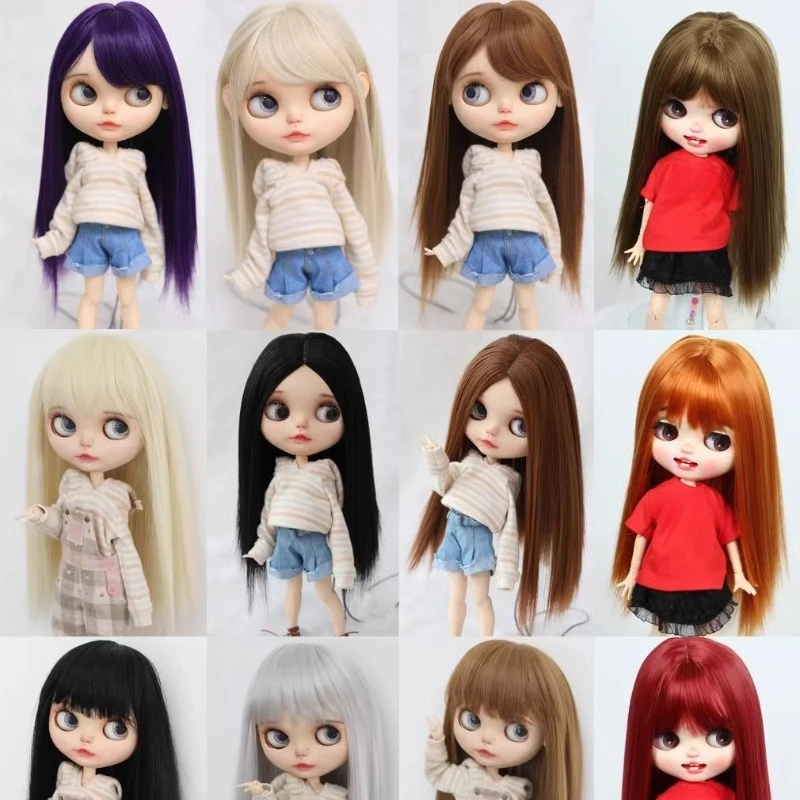 

Парик куклы подходит для окружности головы 25-27,5 см, кукла Блит, длинные прямые волосы, игрушки, платье, игровой домик, аксессуары для кукол, без куклы