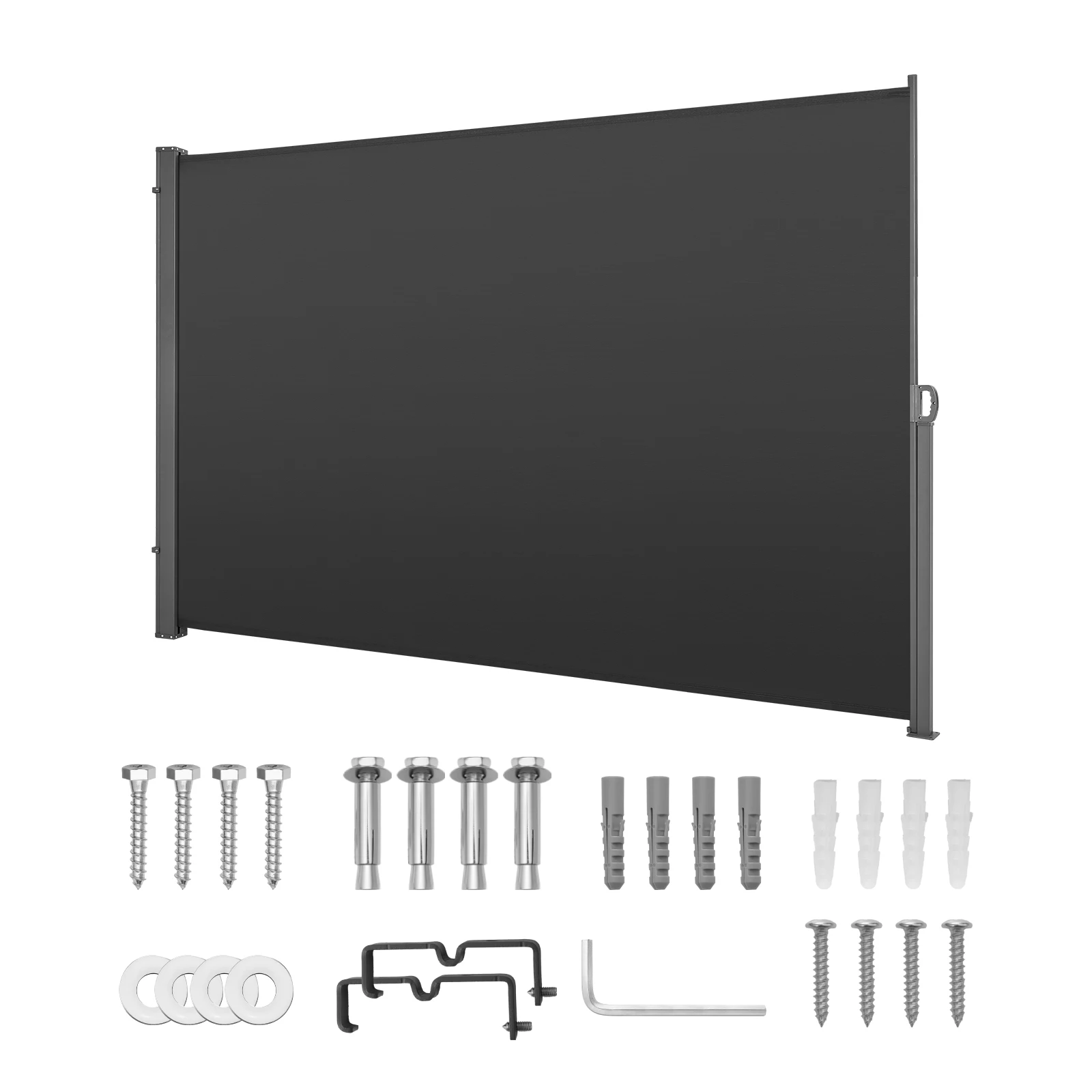 VEVOR Retractable Side Awning with 180 g/m² Polyester Fabric Waterproof Sunshade for Garden Balcony