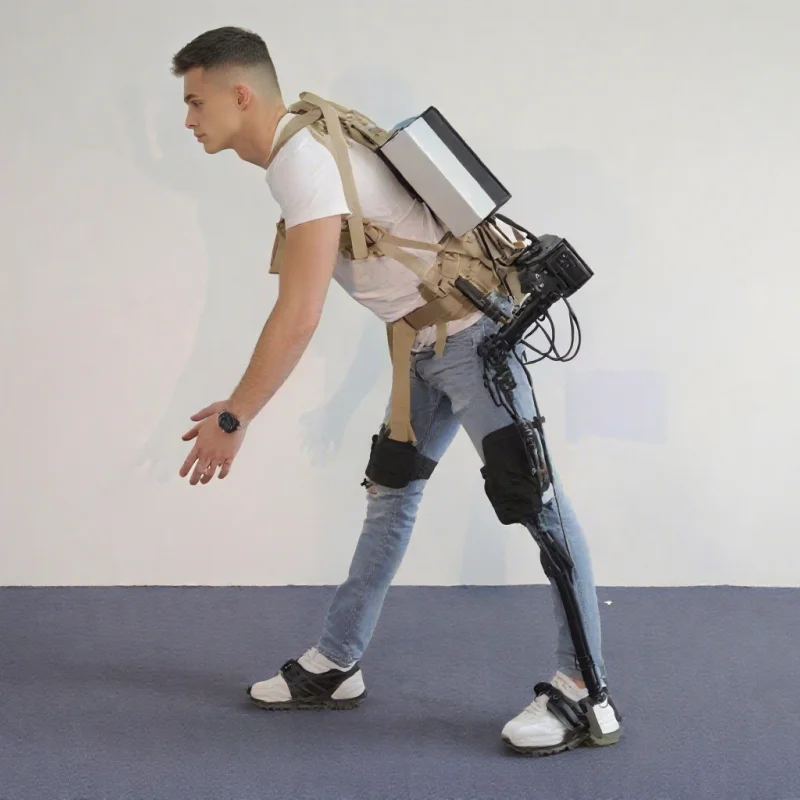 Hydraulic Powered Exoskeleton For Mobile Computing Secures Workers Heavy Object Lift 60kg Capacity Product Security Protection