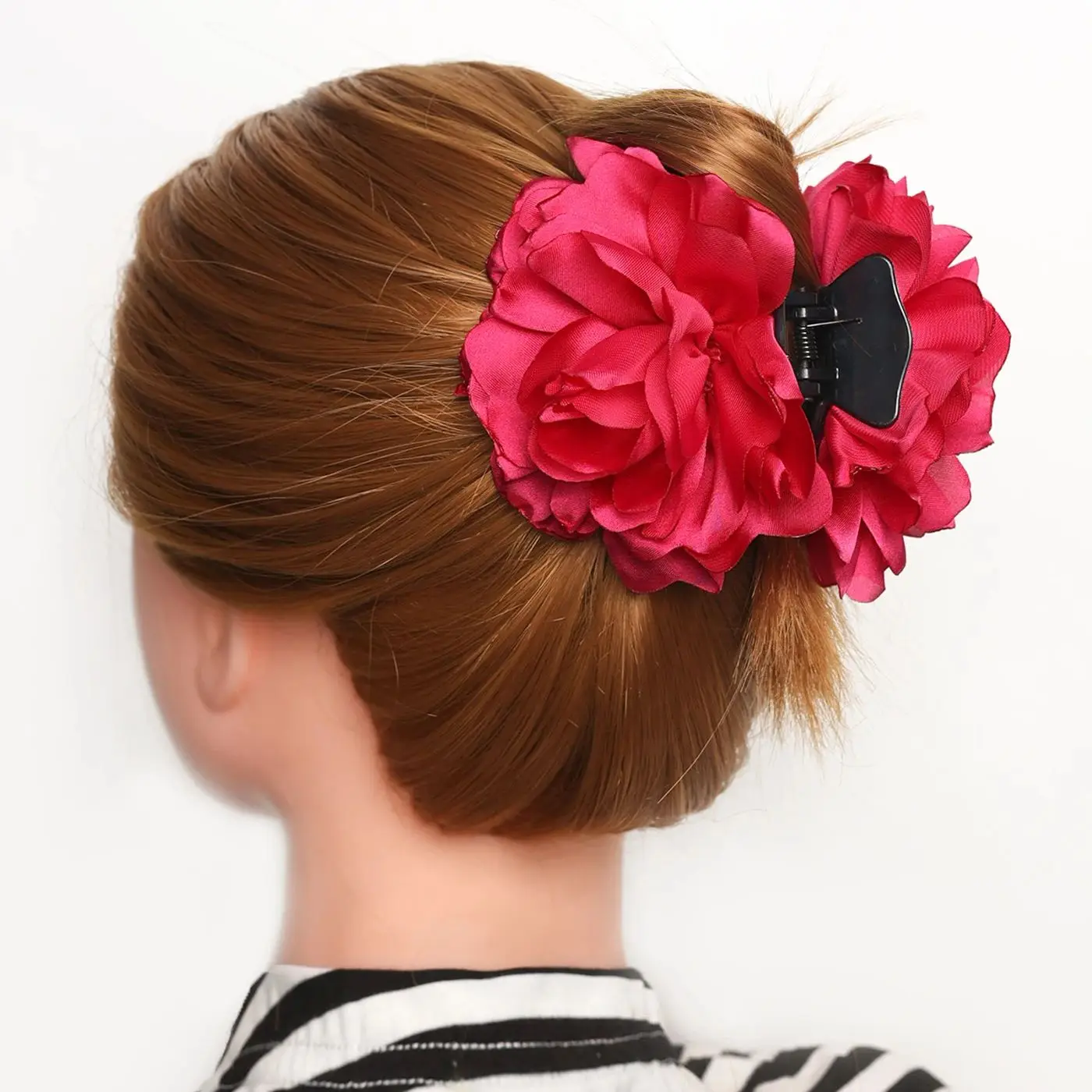 New French Camellia Flower Solid Color Satin Hair Claw Clip for Girls Elegant and Romantic Hairpin Clip Hair Accessories