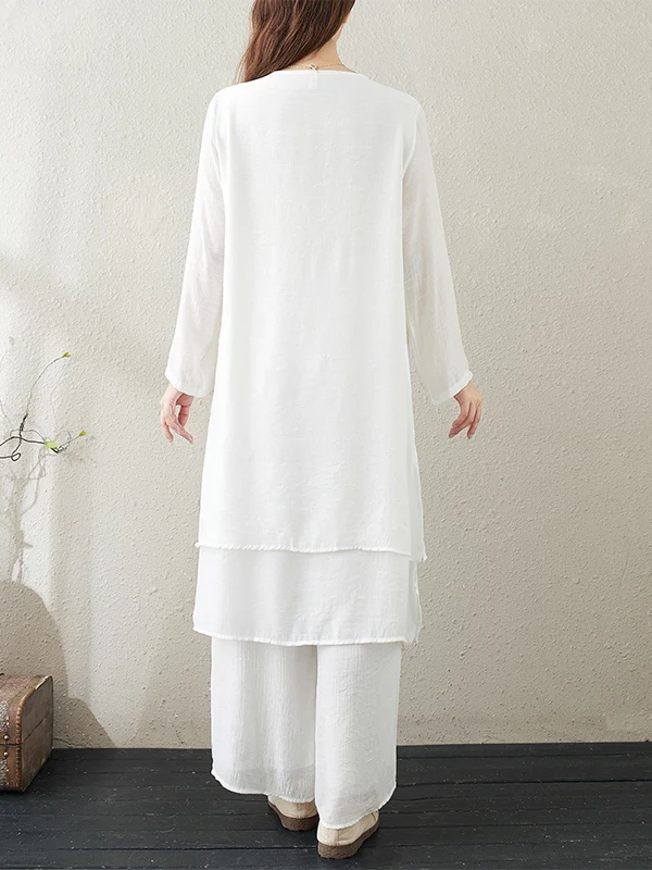 Witte Ethereal Zen Dance Dameskledingset Katoen Spirituele Theeceremonie Faionable Stage Performance Traditioneel Chinees...