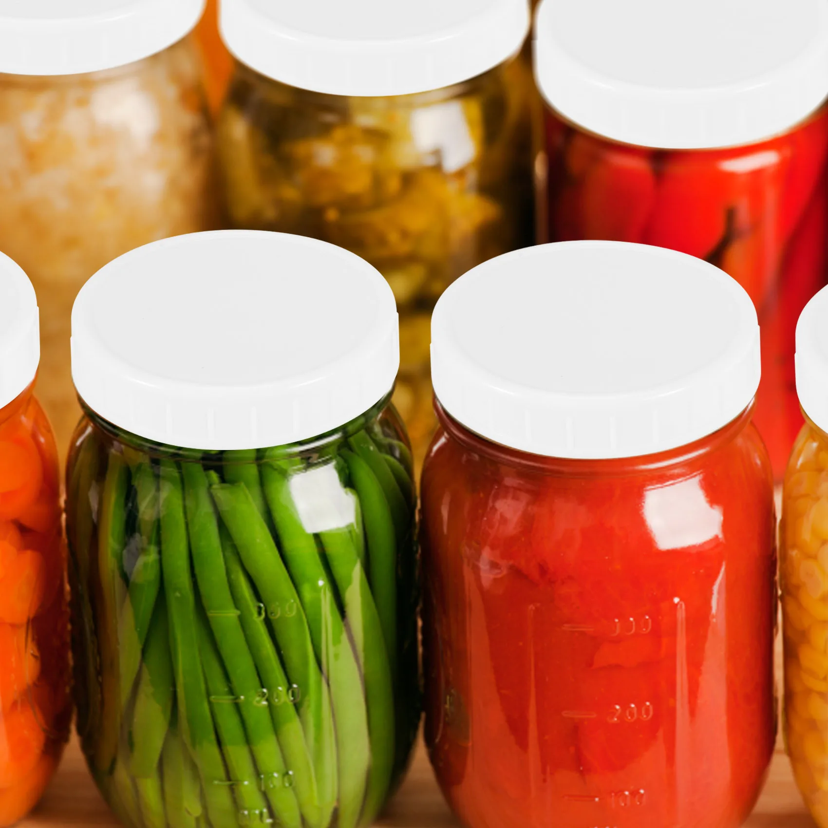 BUY A1058Z20Pcs Plastic Storage Caps Lids Ribbed for 70mm/86mm Standard Regular Mouth Jar Bottle