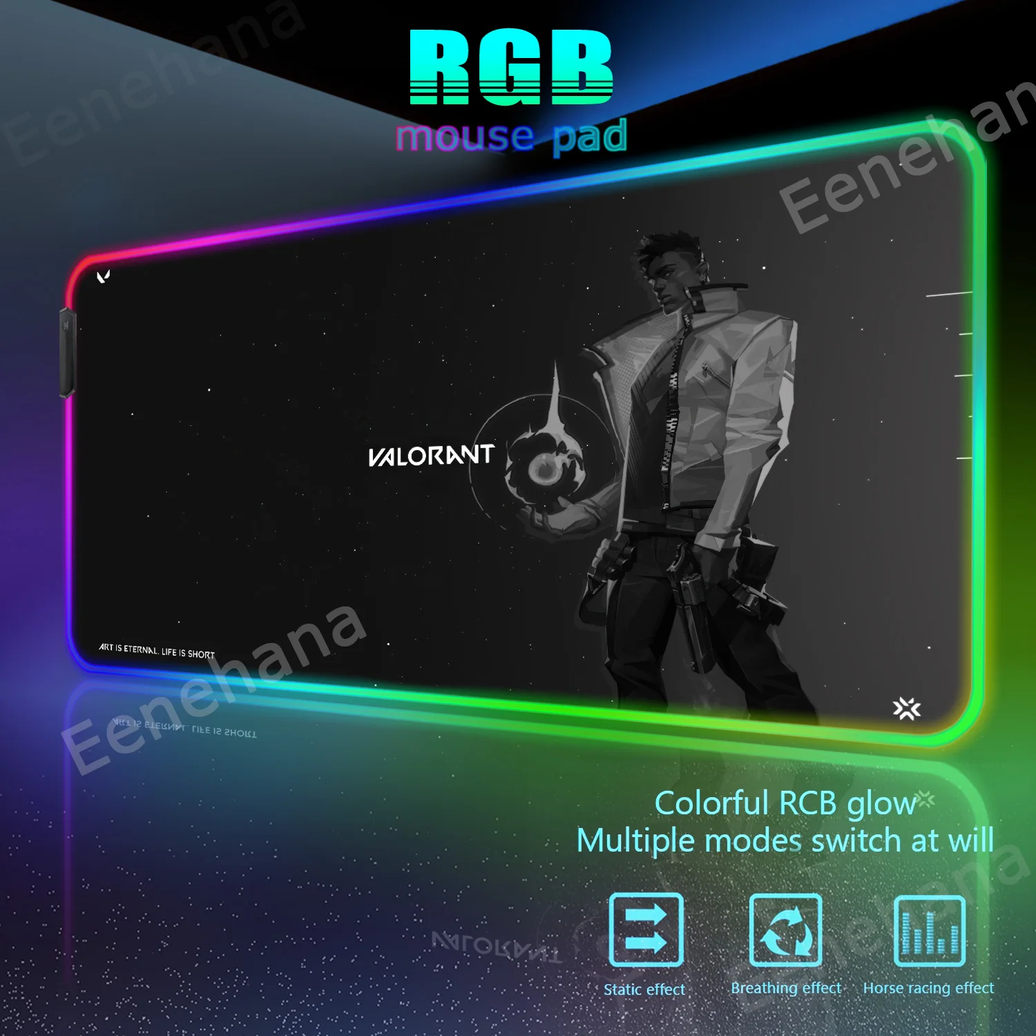 Imagem -02 - Rgb Valorant Gaming Mousepad pc Gamer Cabinet Pads Laptop Gamer Table Mousemat Anime Mat Gaming Mouse Pads Gamers Acessórios 90x40cm