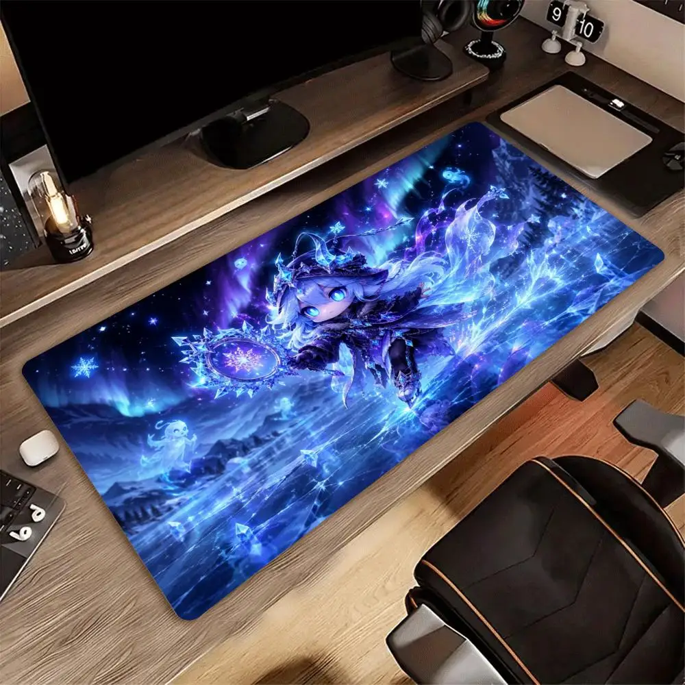 Magical Chibi Witch Anime XXL Deskmat Halloween Cosmic Fox Ice Steampunk Mousepad Non-Slip Rubber Keyboard Pad Gamer Desktop Mat