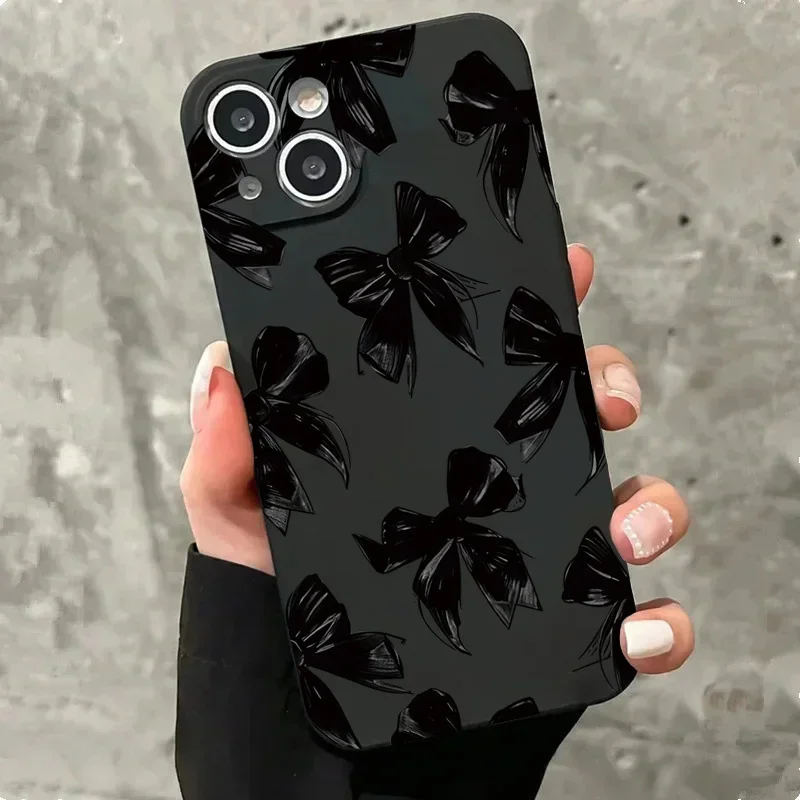 Cute Bowknot Silicone Phone Case For iPhone 16 Pro Cases iPhone 15 14 13 12 11 Pro Max 7 8 Plus XR X XS Max Shockproof Cover