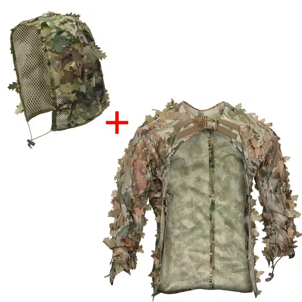 Tactical Leaf Disguised Cloak Hunting Clothes Mesh Aldult Breathable Ghillie Suit CS Shooting Suit Outdoor Hunting Equipment image 3