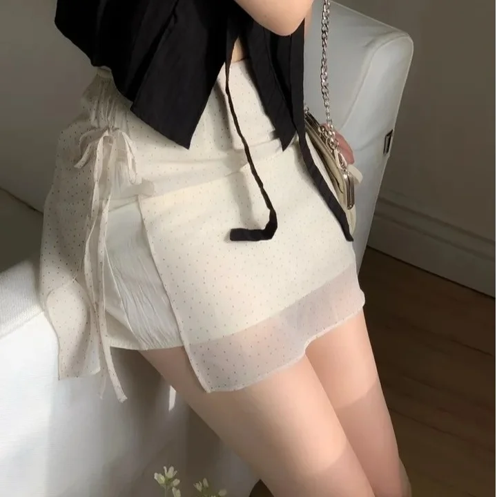 

Юбка-бабочка с высокой талией и эластичной резинкой на талии, повседневная юбка трапециевидной формы, женская юбка из полиэфирного волокна, однотонная