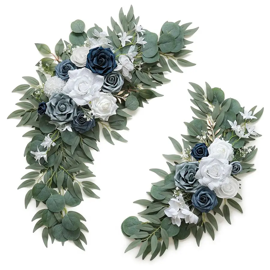 

Dusty Blue Flower for Wedding Welcome Signs Decorations, Artificial Wedding Arch Flowers for Wedding Ceremony Set of 2