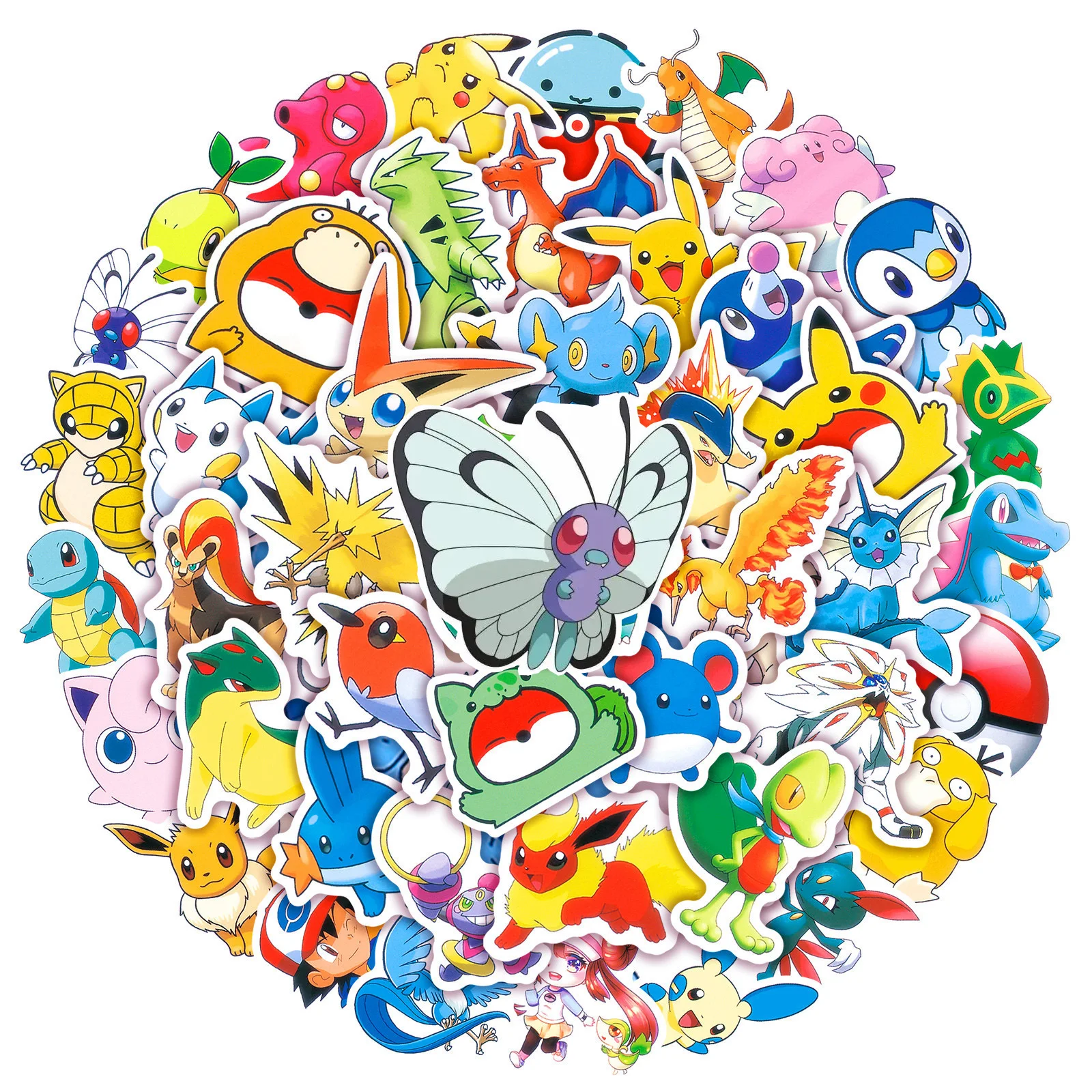 

10/30/50pcs Kawaii Cartoon Pokemon Stickers for Kids Waterproof Graffiti Phone Case Car Laptop Cute Anime DIY Sticker Toys Gift