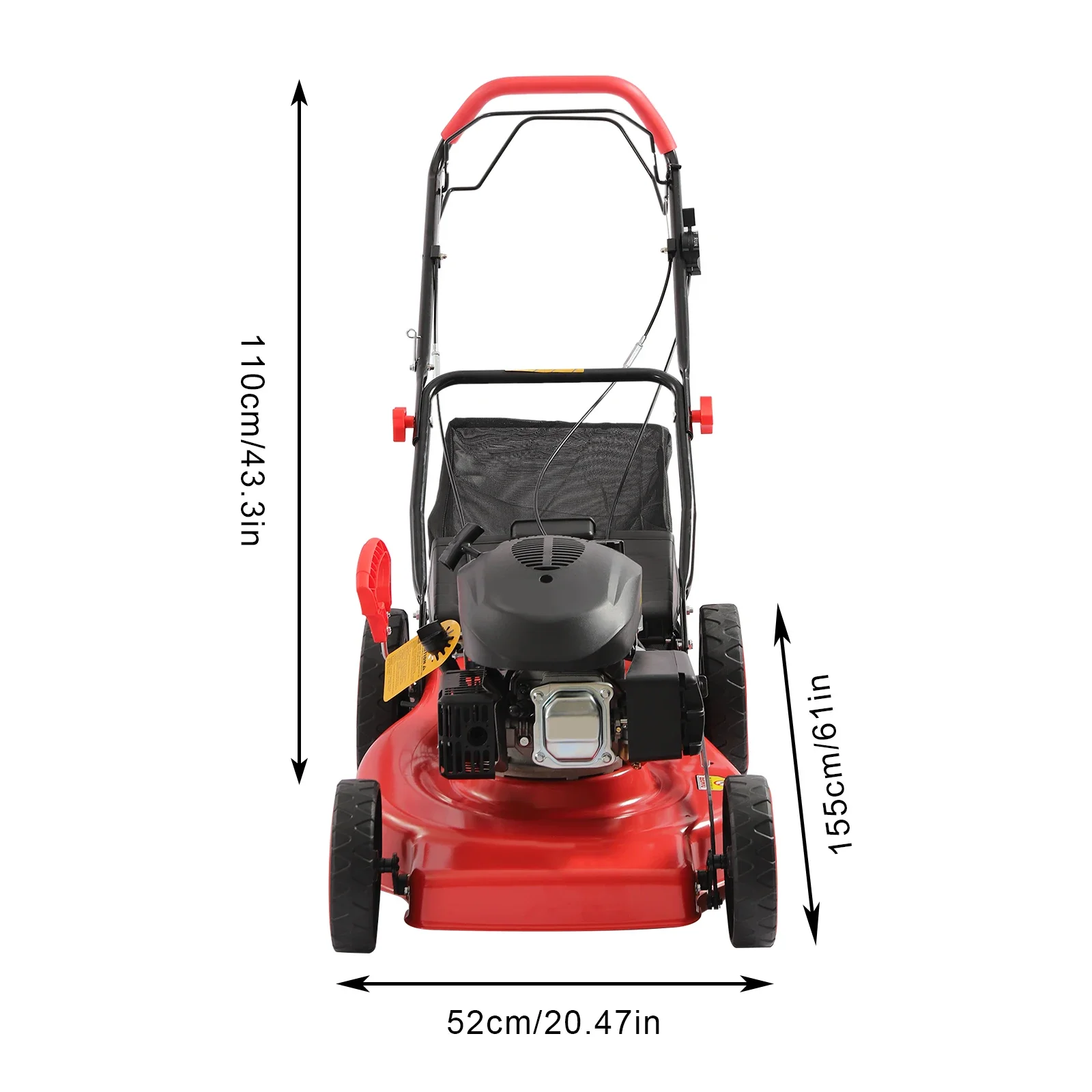 20Inch Self Propelled Gas Powered Lawn Mower 140CC 4-Stroke 3-in-1 Lawn Mower with Grass Bag, 8 Gears Height Adjustable
