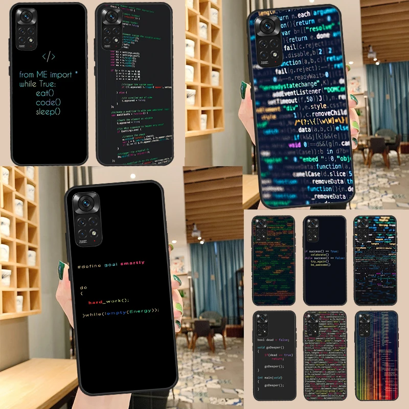 The Code design programmer Case For Xiaomi Redmi Note 11 10 9 8 12 Pro 10S 11S 12S Cover For Redmi 9 10 10A 9C 10C 12C