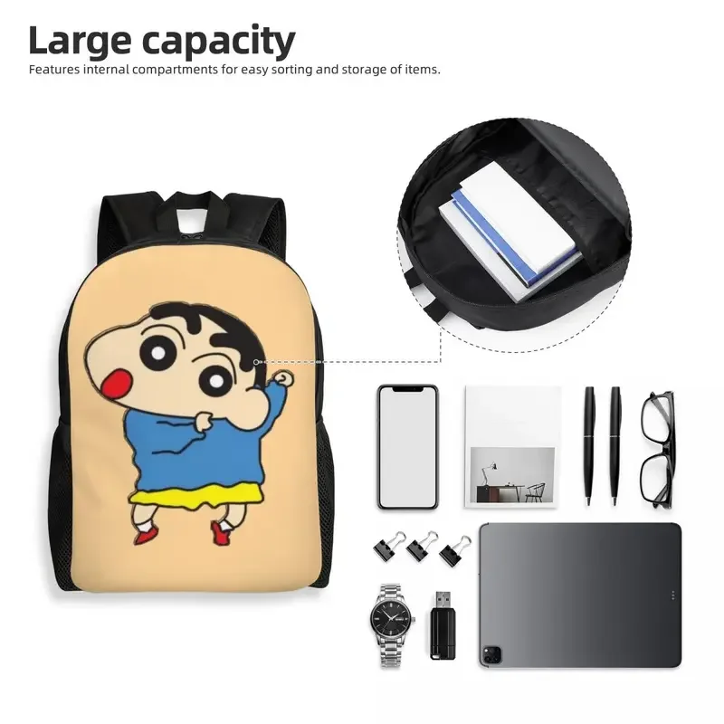 Mochila para laptop Shinchan TV Series para homens e mulheres, bolsa casual para estudante universitário