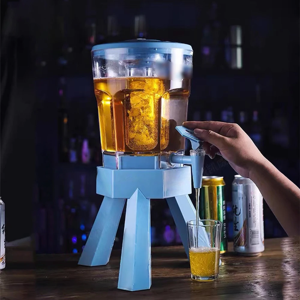 Mobile 3L Blue Vertical Automatic Beer Dispenser, Portable Cooling Draft Beer Faucet Cooling Beer Dispenser