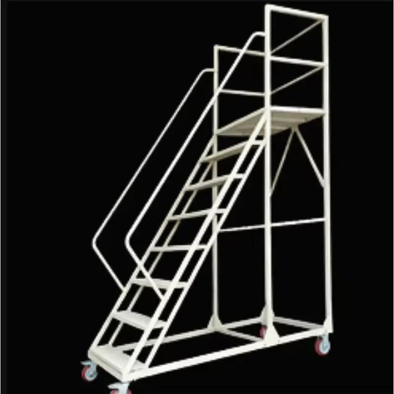 Heavy Mobile Safety Platform Ladder for Warehouse Order Picking Resistant Steel Construction