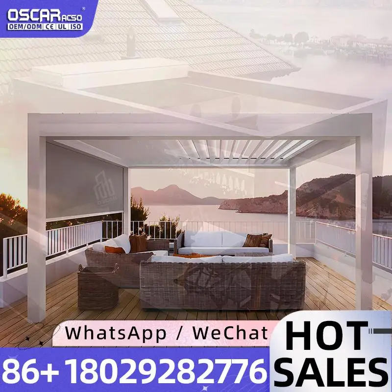

Легкий современный алюминиевый чехол для электрического тента Pergola 3x4 с защитой от вращения для роскошных ресторанов, патио и сада на