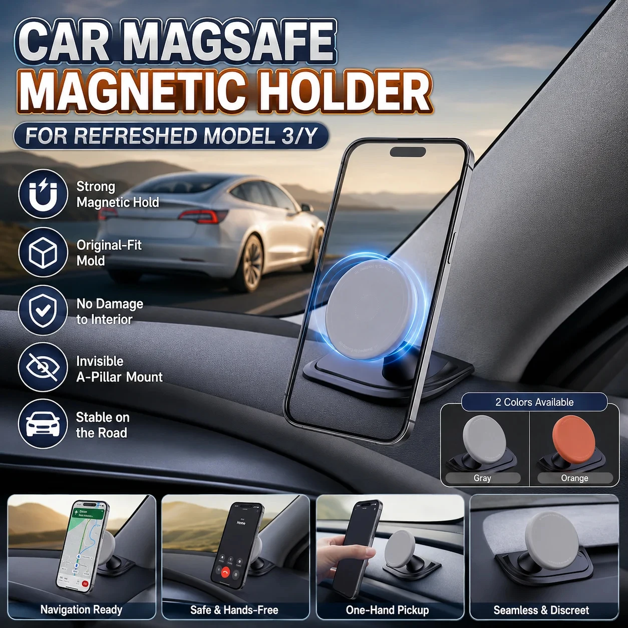 Phone Accessories Holder - 2026 실리콘 마그네틱 휴대폰 홀더 (테슬라