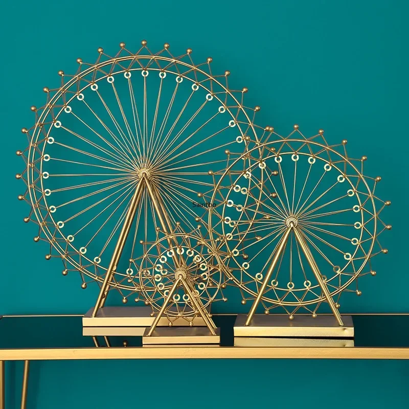 Northern Europe simple iron table decoration gold Ferris wheel handicraft home living room model room decoration