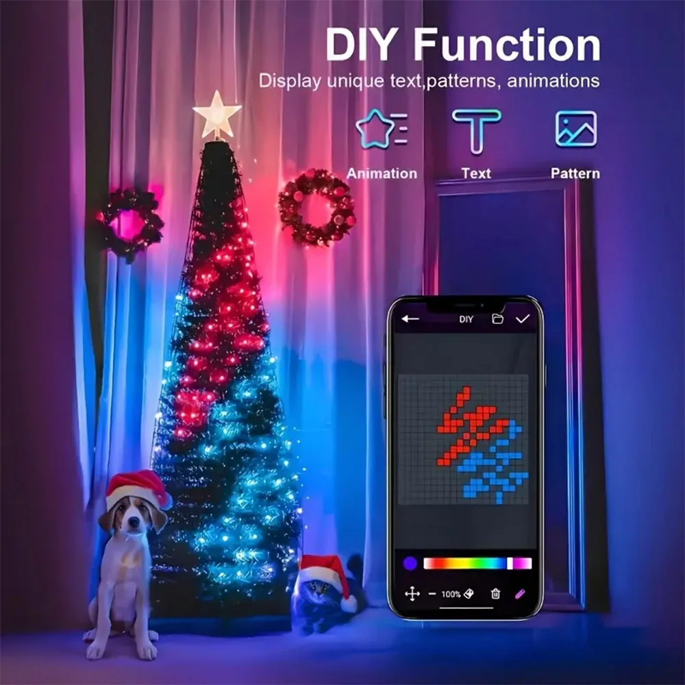 6/7FT 400LEDs Christmas Lights Holiday String Lights with Star Shape, Smart LED Xmas Tree for Indoor Outdoor Decor