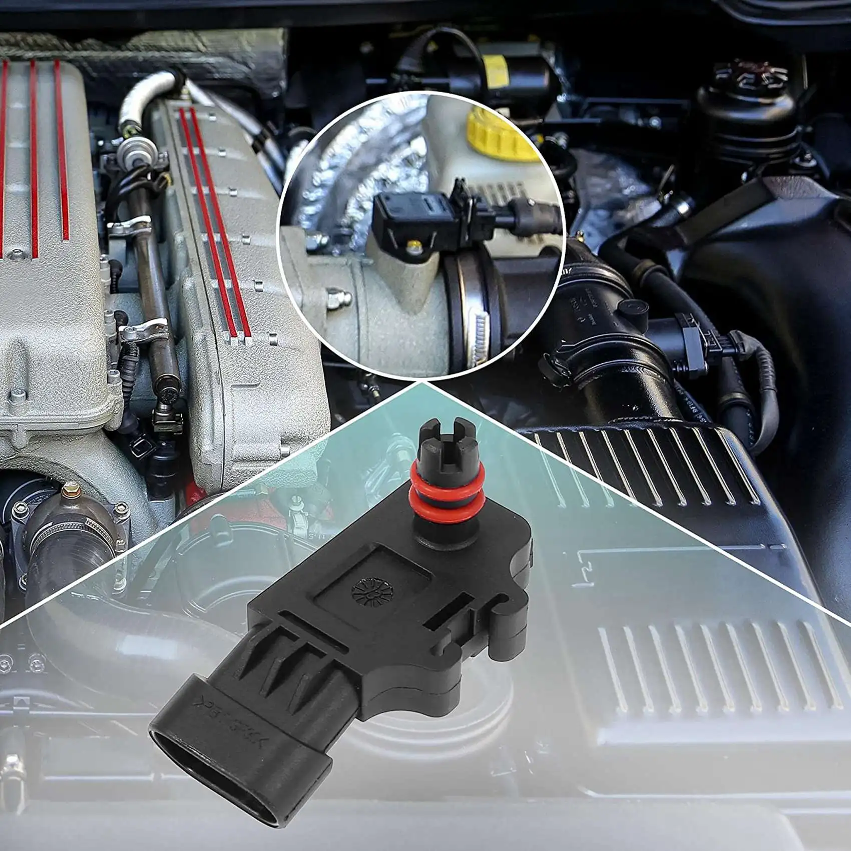 # Interruptor de entrada de ar do sensor de pressão absoluta do coletor MAP 643Y para Chevrolet Corsa Meriva 12232201 93333350   (Preto)
