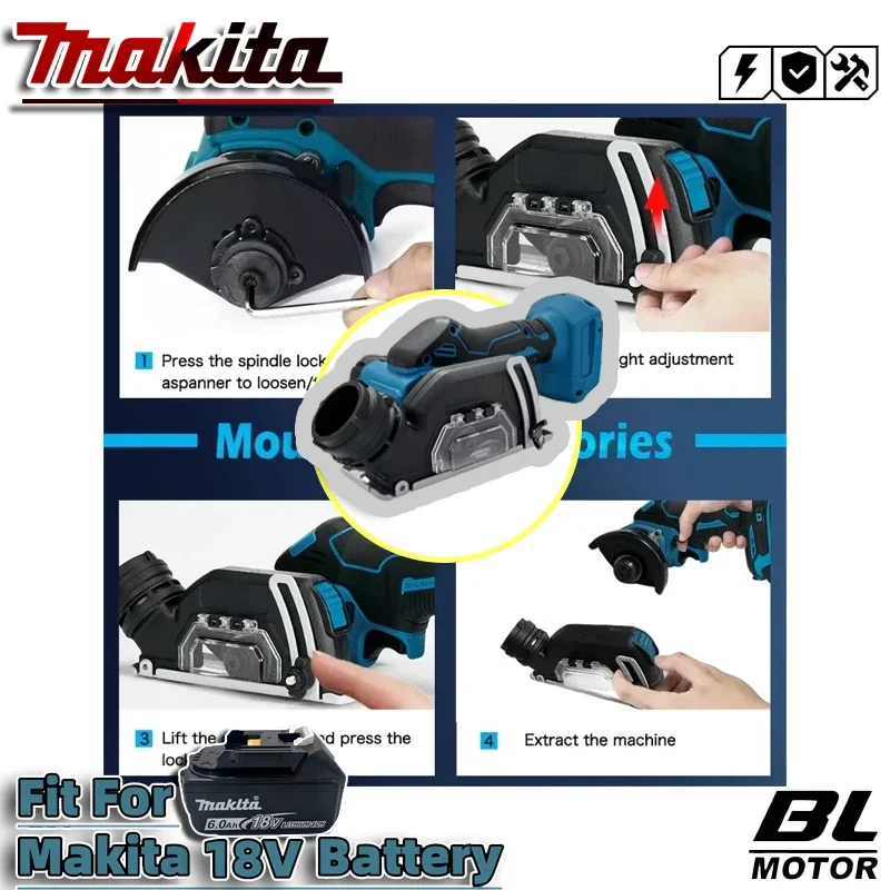 

Makita Cordless Handheld Rechargeable Electric Circular Saw 3Inch Mini Brushless Electirc Cut Off Grinder Tool for 18V Battery