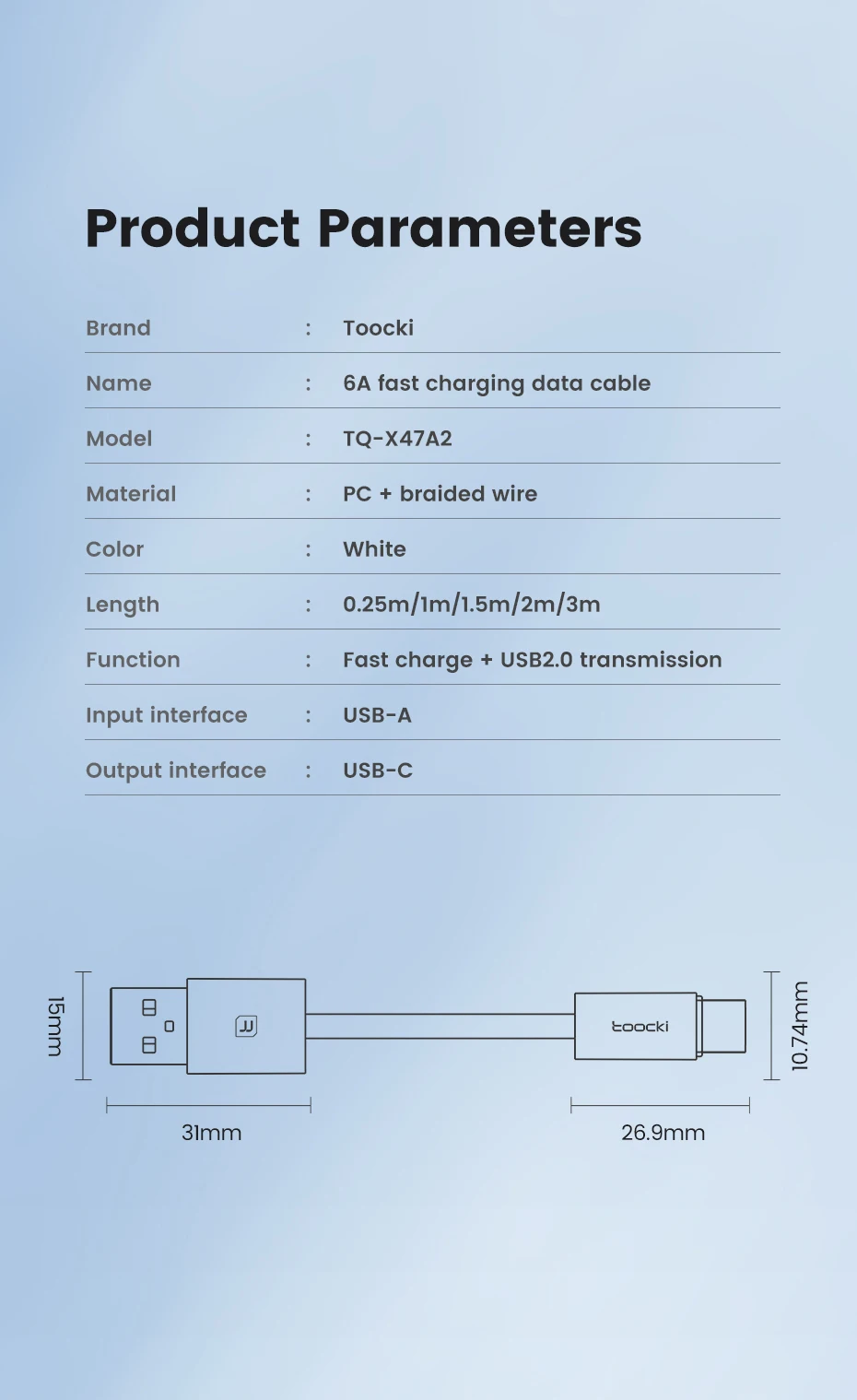Toocki 6A Super-Ladekabel USB auf USB-C für iPhone 17 16 Samsung Huawei 1/2/3/5 Stück 100W Typ-C Schnelllade- und Datenkabel – Detail 12